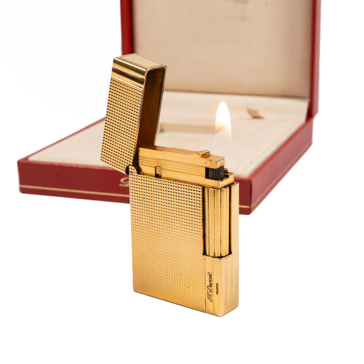 Vintage Gold Plated ST Dupont Gatsby Lighter 1990s In Box 4
