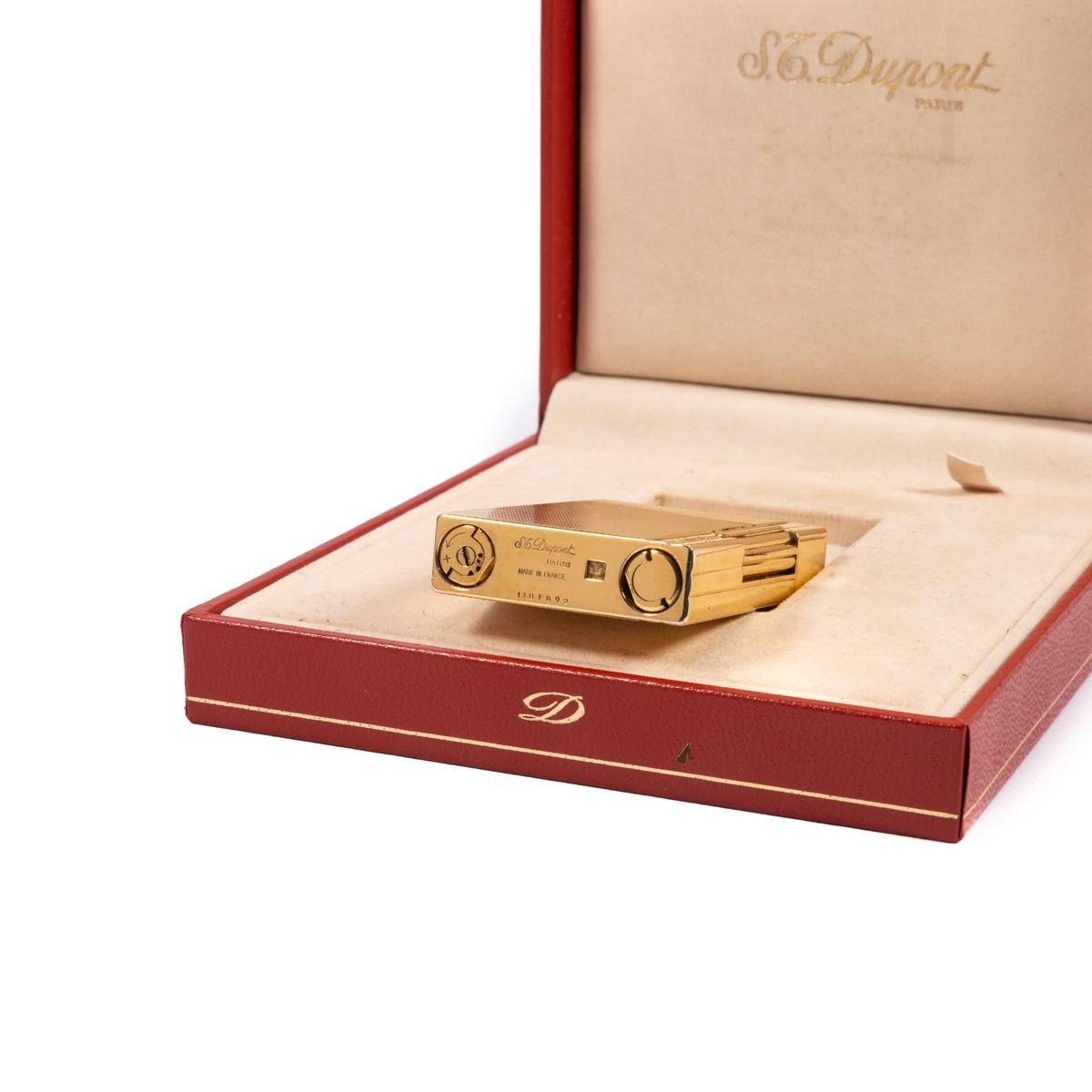 Vintage Gold Plated ST Dupont Gatsby Lighter 1990s In Box 5
