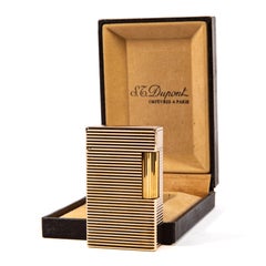 Vintage Gold Plated S.T. Dupont Ligne 1 BR Regular Lighter in Box 1980s