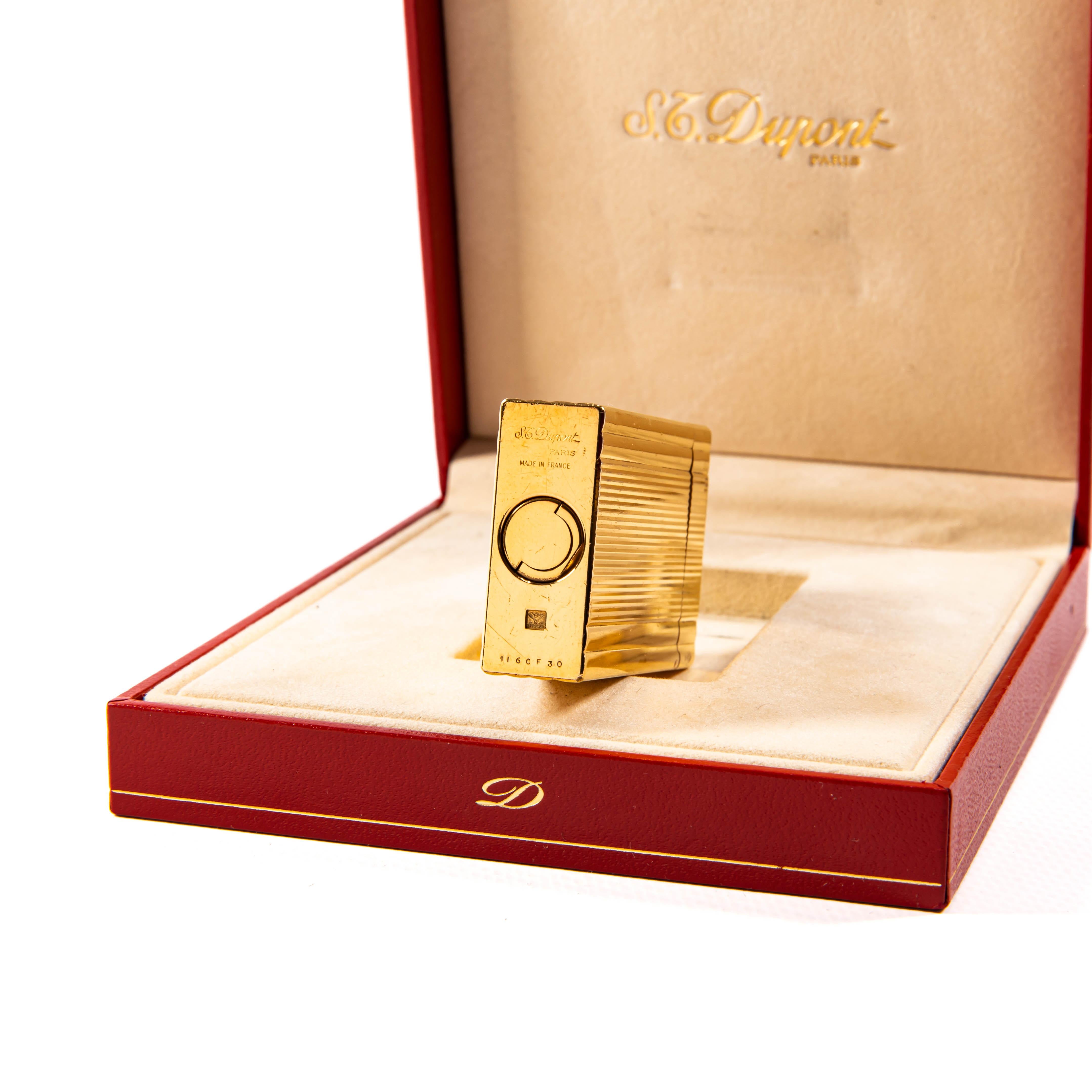 Vintage Gold Plated S.T. DUPONT Ligne 1 BR Regular Lighter in Box 1980s For Sale 5