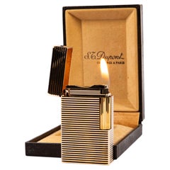 Vintage Gold Plated S.T. Dupont Ligne 1 BR Regular Lighter in Box 1980s