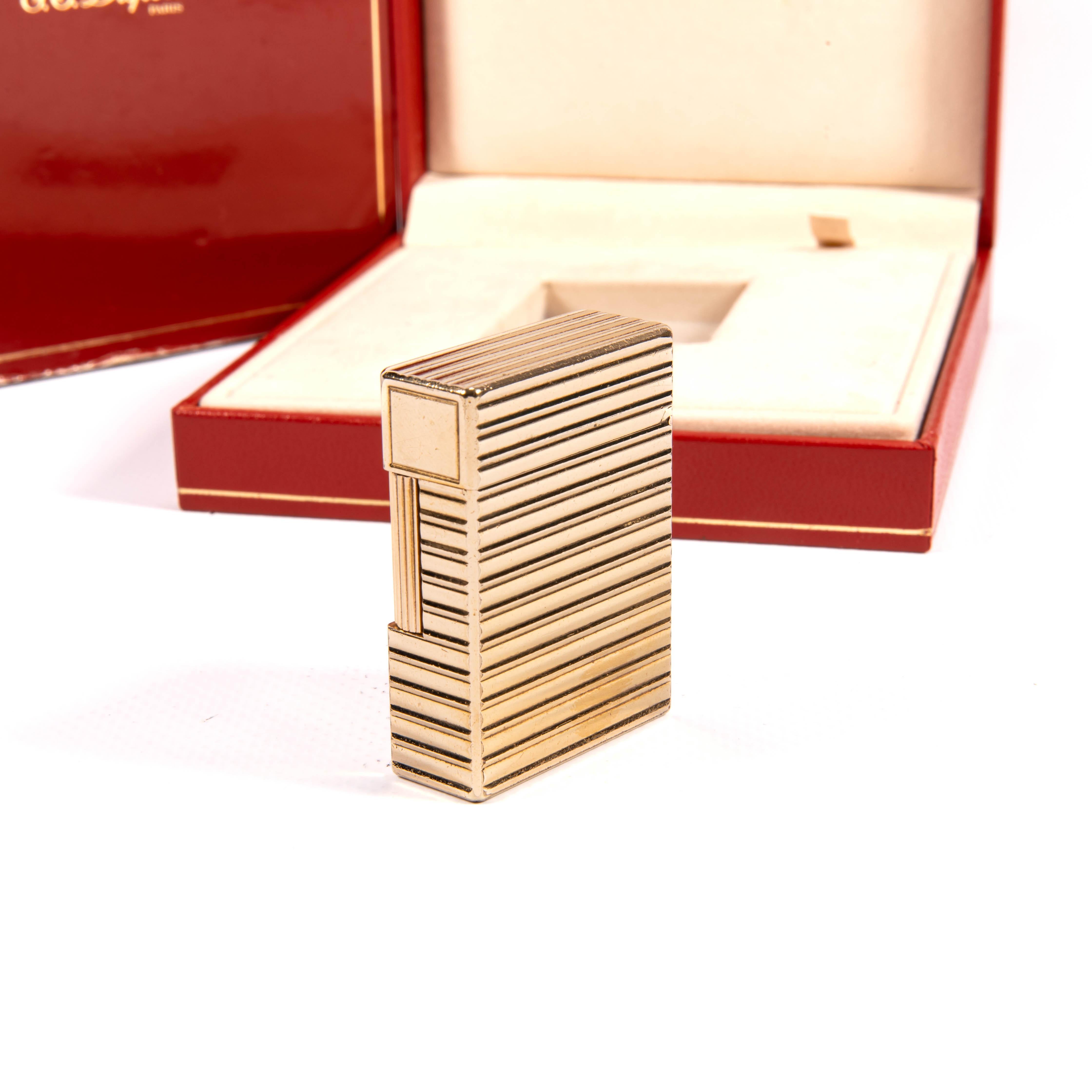 Vintage Gold Plated S.T. Dupont Ligne 1 BR Small Lighter 1985 in Box 1
