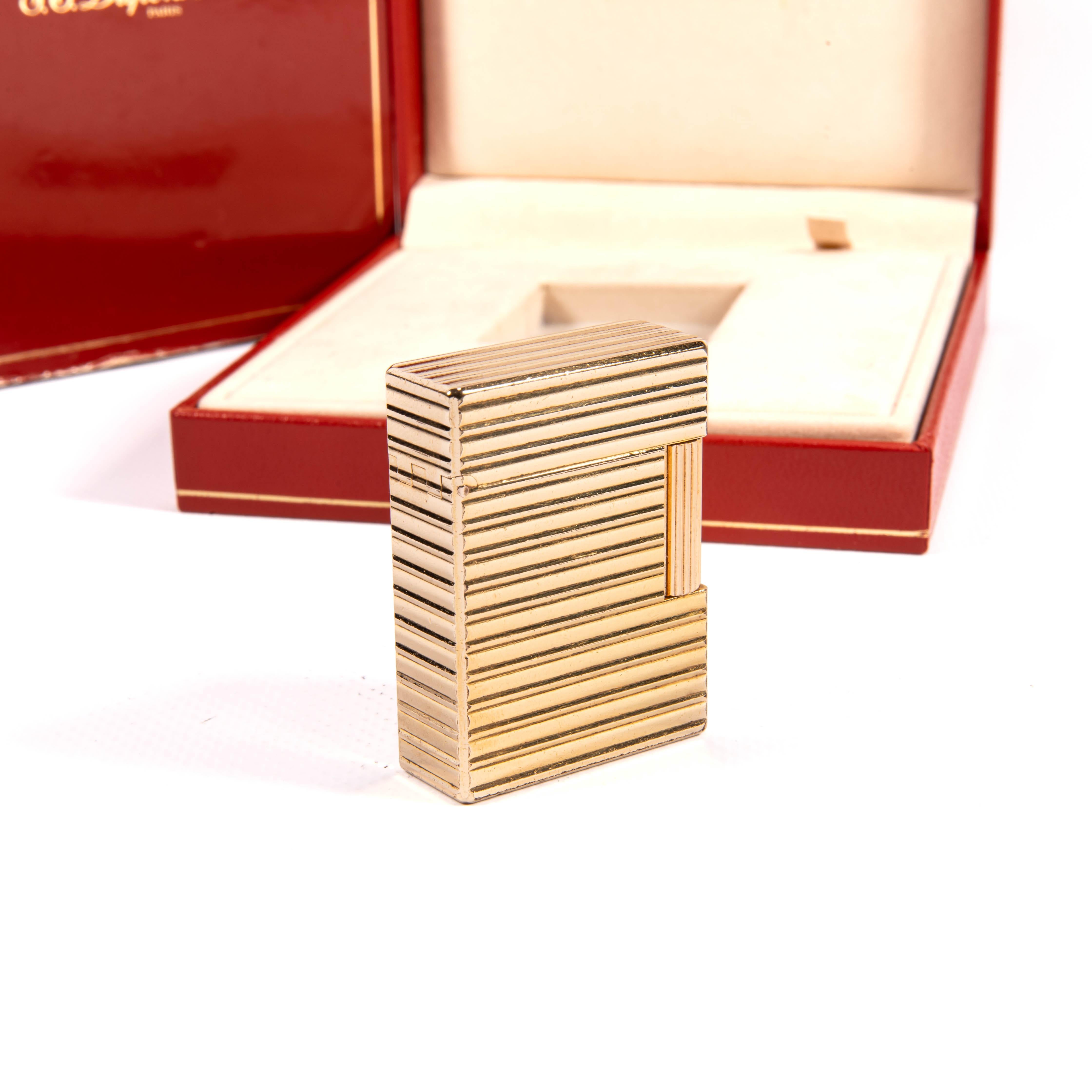 Vintage Gold Plated S.T. Dupont Ligne 1 BR Small Lighter 1985 in Box 3