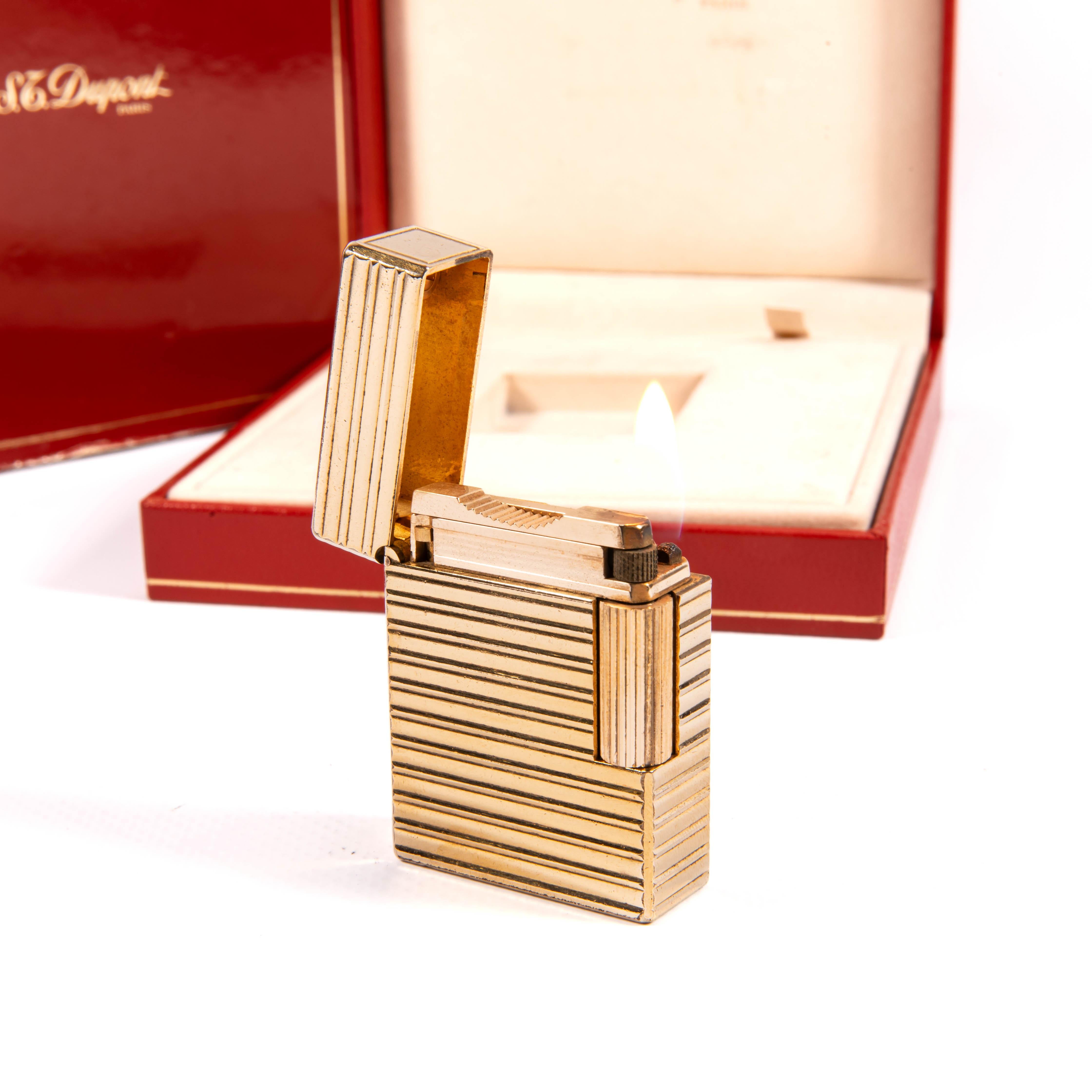 Vintage Gold Plated S.T. Dupont Ligne 1 BR Small Lighter 1985 in Box 4