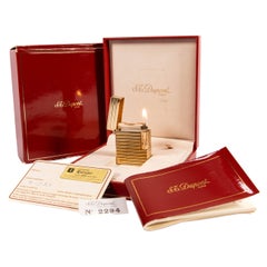 Vintage Gold Plated S.T. Dupont Ligne 1 BR Small Lighter 1985 in Box