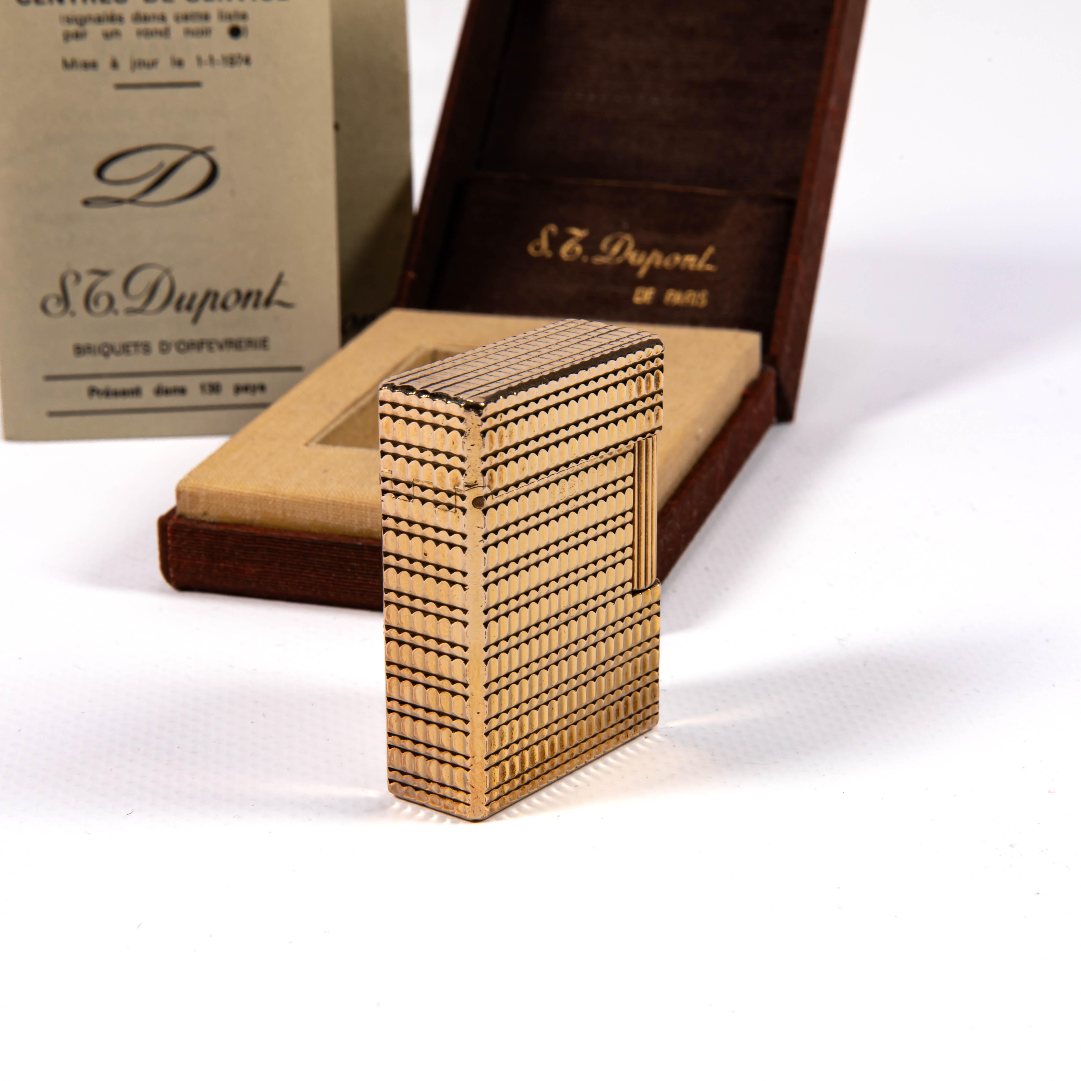 Vintage Gold Plated S.T. DUPONT Ligne 1 BR Small Lighter in Box 1980 en vente 2