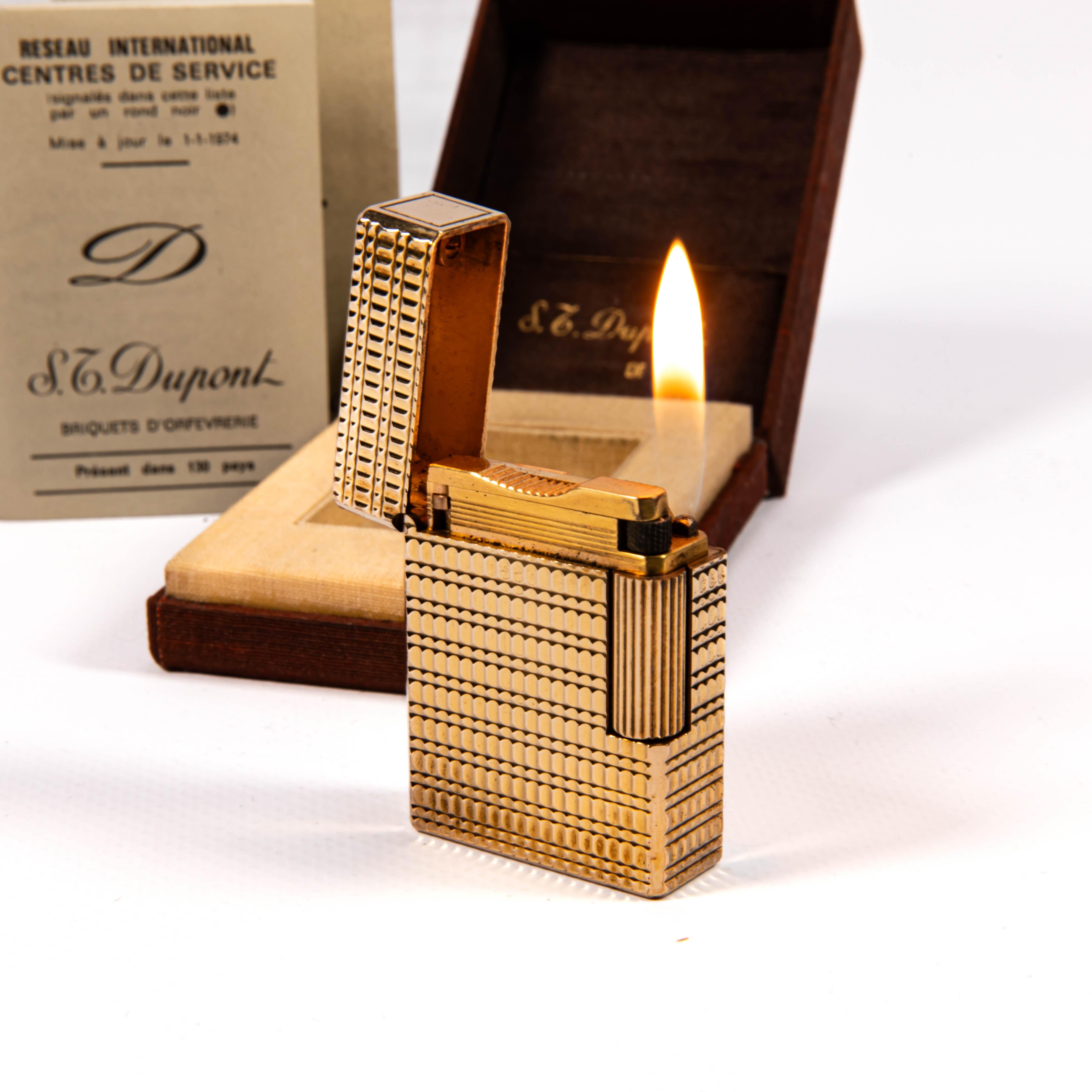 Vintage Gold Plated S.T. DUPONT Ligne 1 BR Small Lighter in Box 1980 en vente 3
