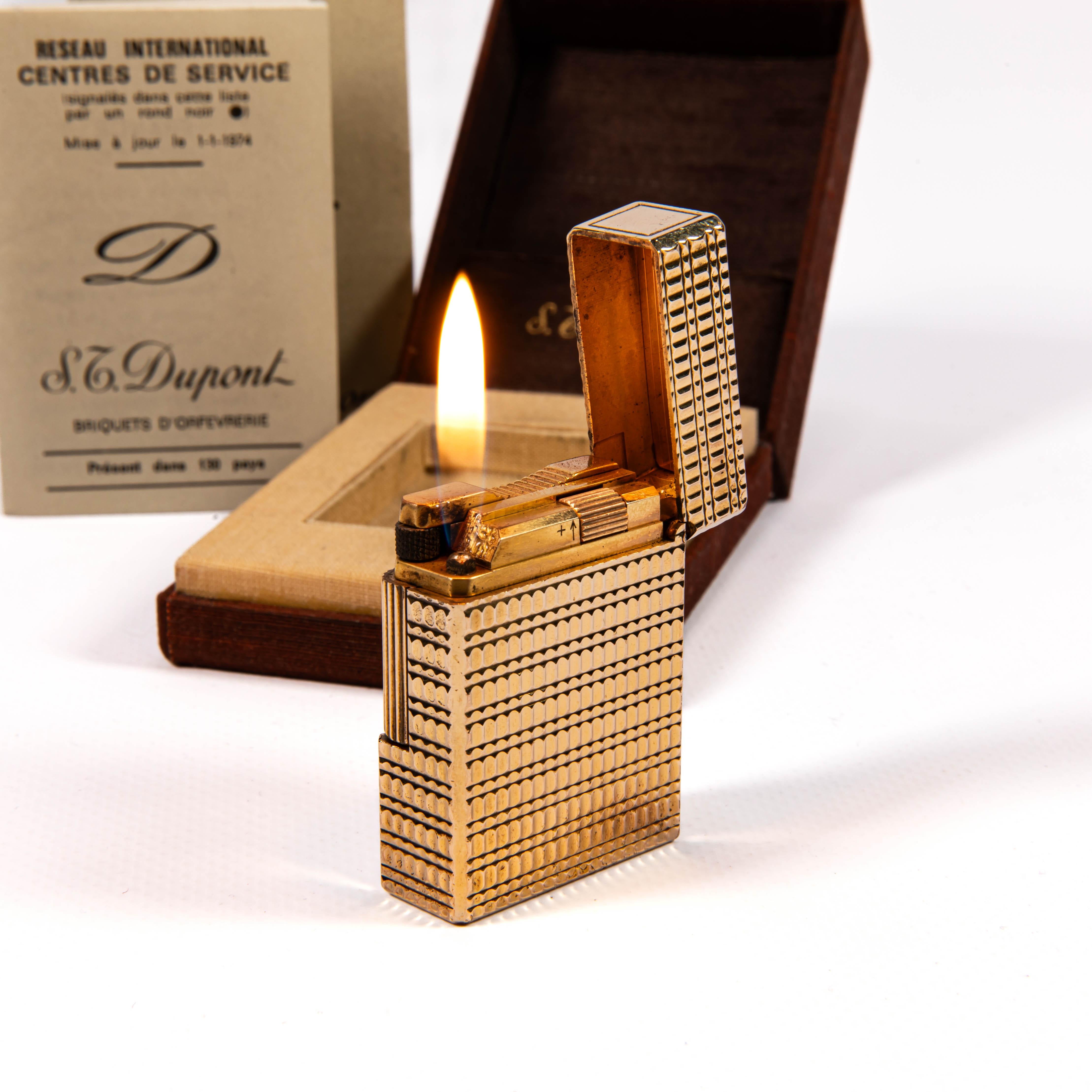 Vintage Gold Plated S.T. DUPONT Ligne 1 BR Small Lighter in Box 1980 en vente 4