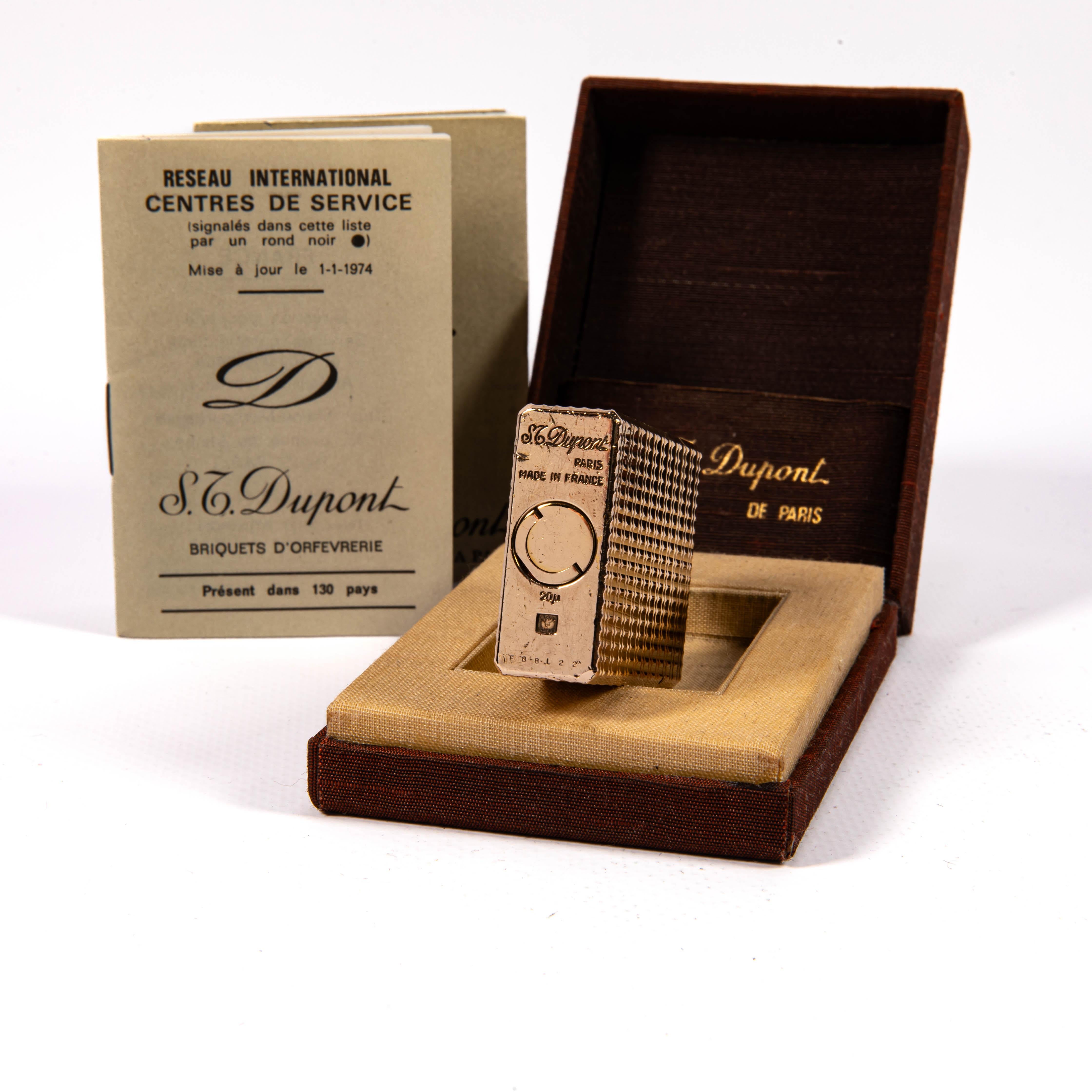 Vintage Gold Plated S.T. DUPONT Ligne 1 BR Small Lighter in Box 1980 en vente 5