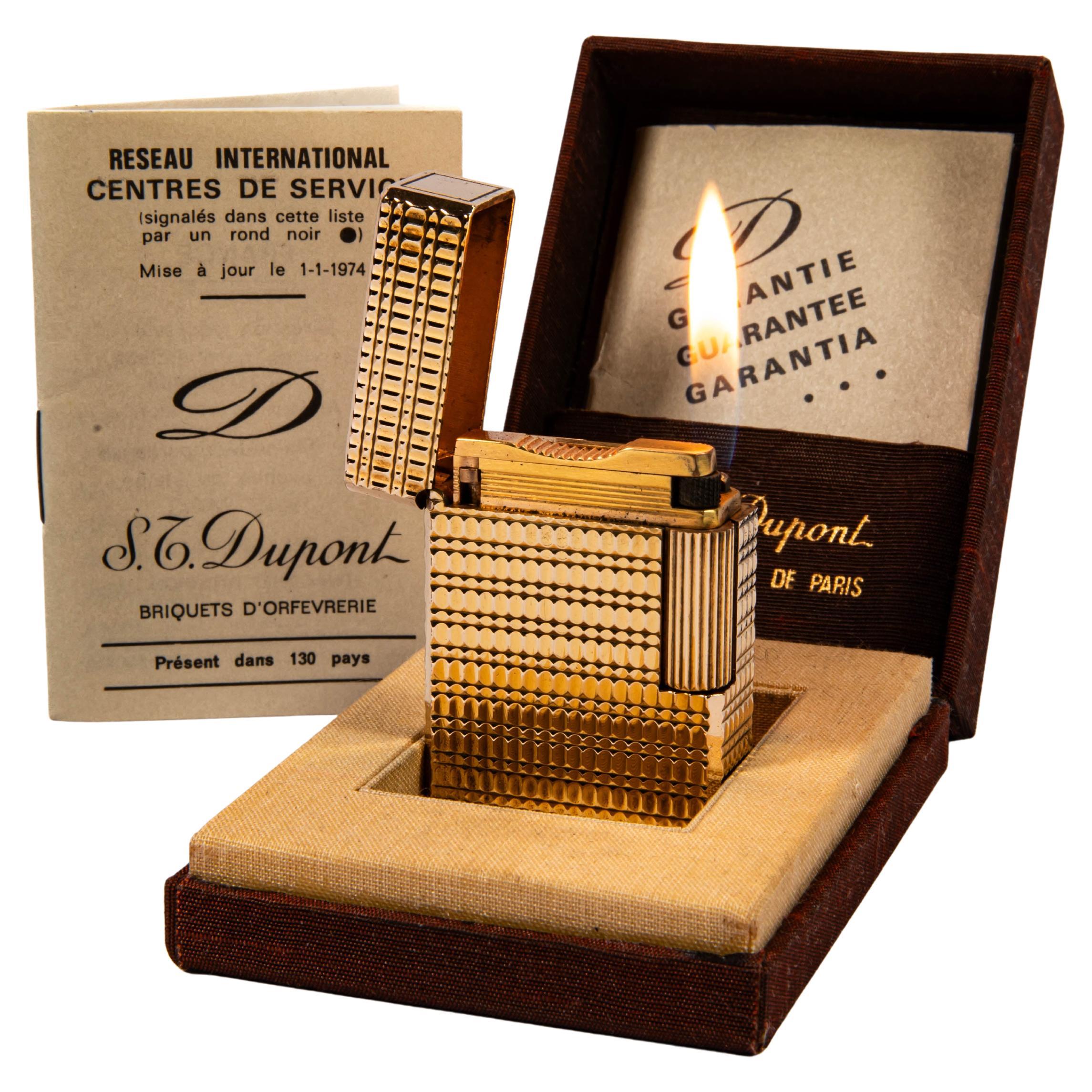 Vintage Gold Plated S.T. DUPONT Ligne 1 BR Small Lighter in Box 1980