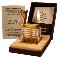 Vintage Gold Plated S.T. DUPONT Ligne 1 BR Small Lighter in Box 1980