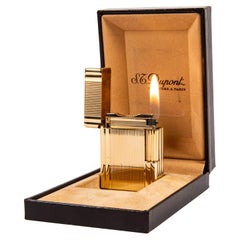 Vintage Gold Plated S.T. DUPONT Ligne 1 BR Small Lighter in Box 1980s
