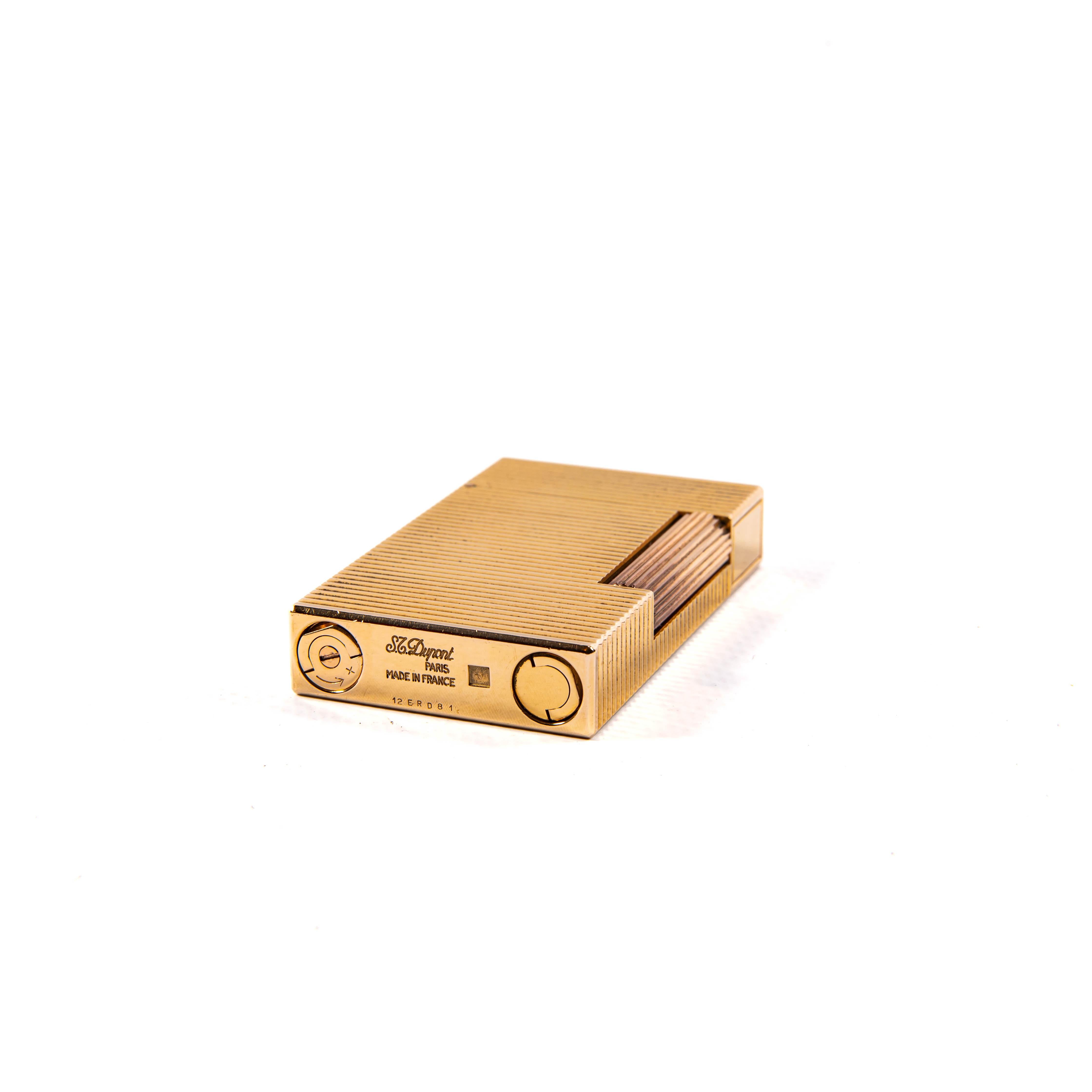 Vintage Gold Plated S.T. DUPONT Ligne 2 Regular Lighter 1990s 5