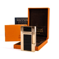 Vintage Gold Plated S.T. DUPONT Ligne 2 Regular Lighter HERMES in Box 1983