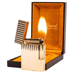 Vintage Vergoldet S.T. Dupont Ligne 2 – Kleines Feuerzeug mit doppelter Flamme in Originalverpackung, 1980er Jahre