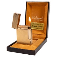 Vintage Gold Plated S.T. DUPONT Ligne 2 Small Lighter in Box 1990s