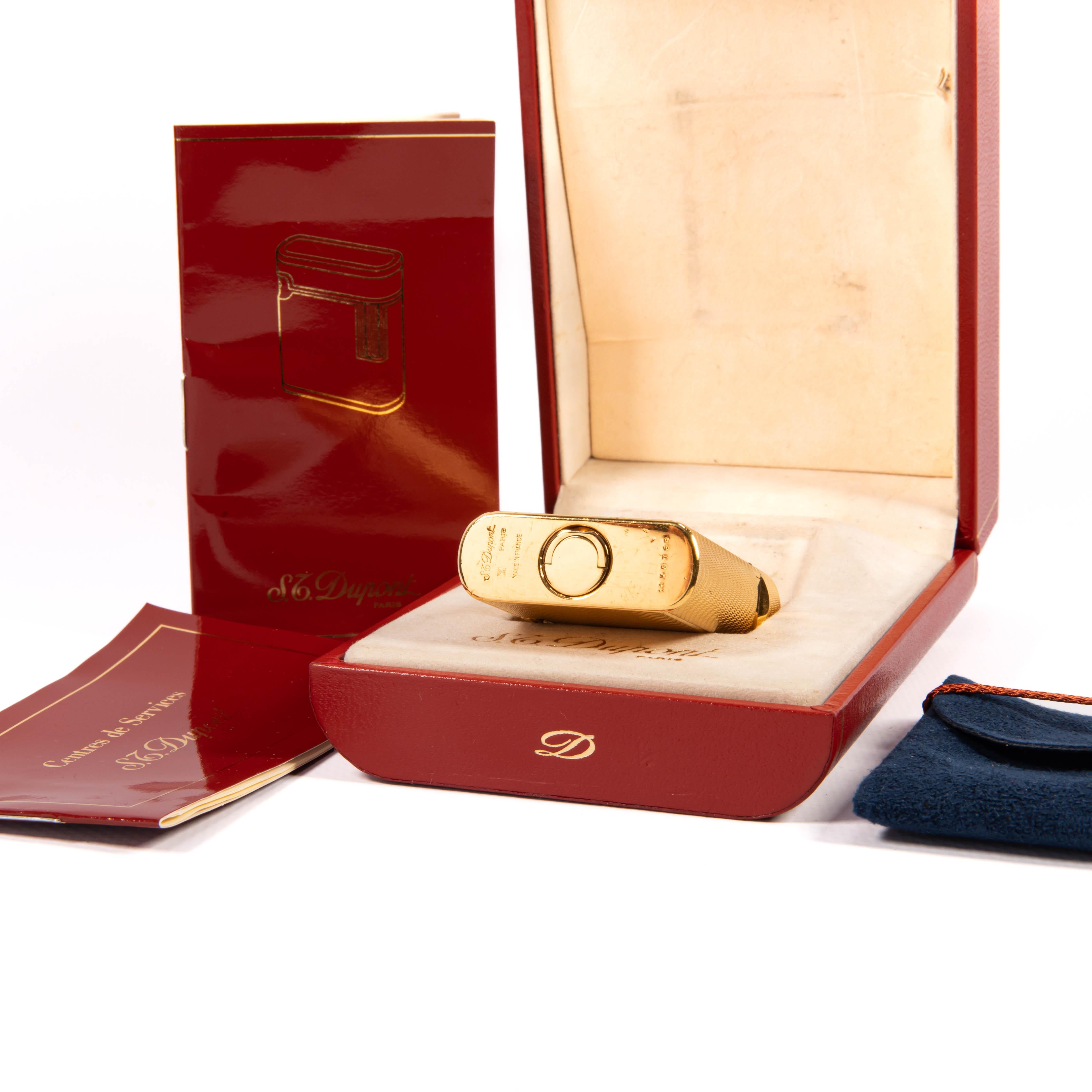 Vintage Gold Plated S.T. DUPONT Briquet Soubreny dans sa boîte 1990 en vente 5