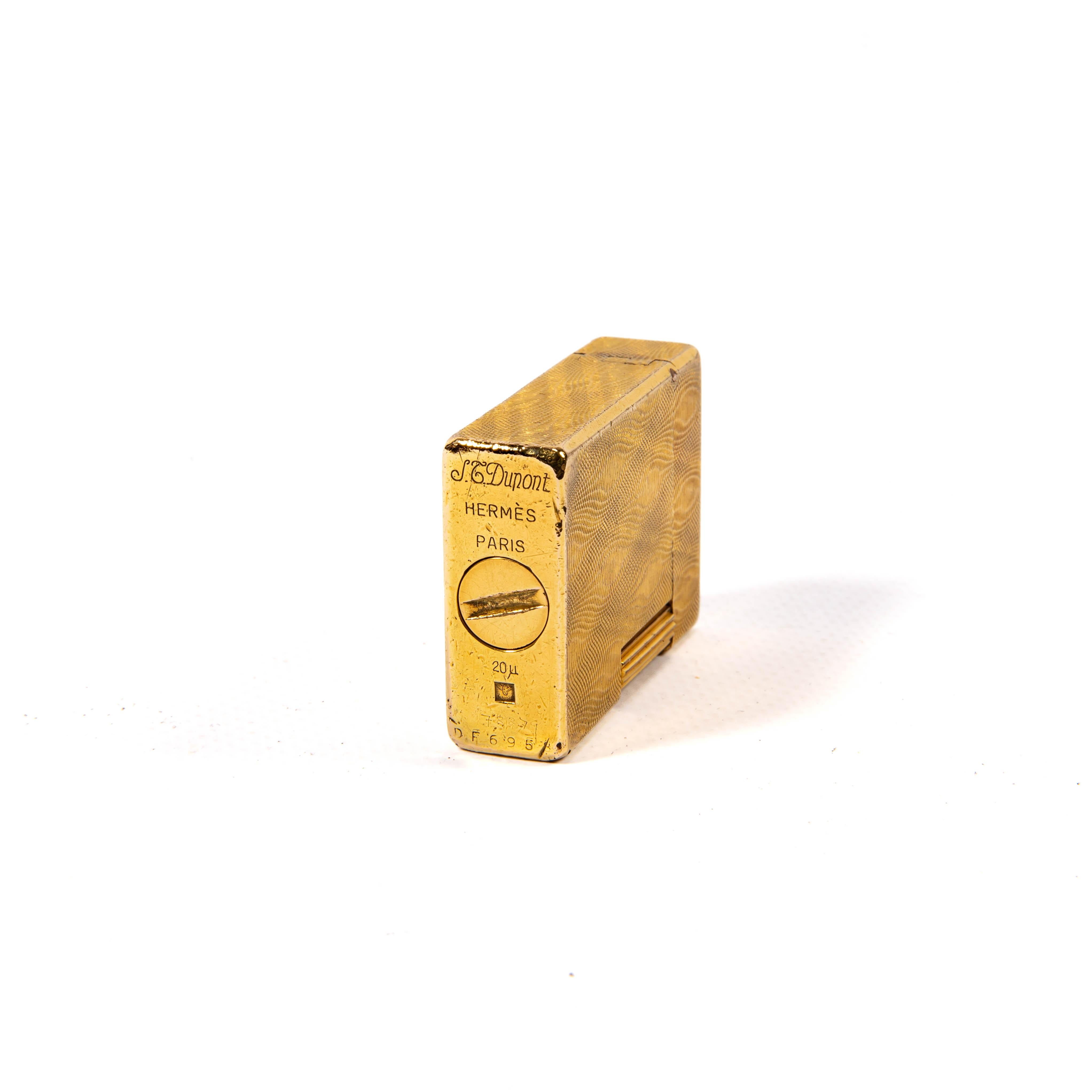Vintage Gold Plated S.T. DUPONT x HERMÈS Ligne 1 BS Small Lighter 1960s For Sale 4