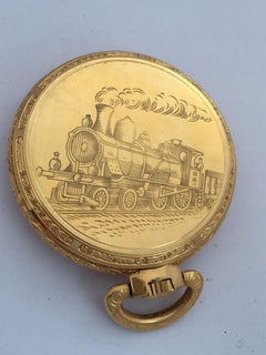 Vintage Gold plated Steam Train Pocket Watch