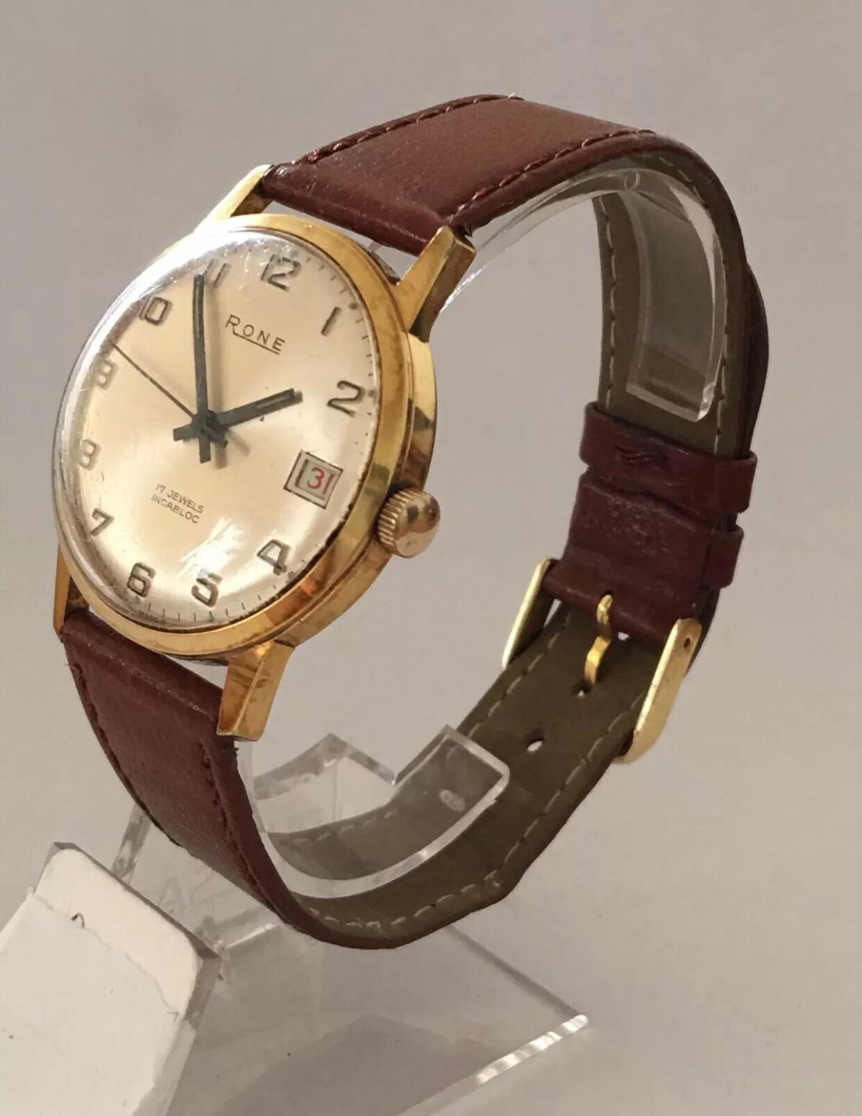 Vintage Gold-Plated Swiss Made Hand-Winding Rone Wristwatch 2