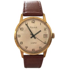 Vintage Gold-Plated Swiss Made Hand-Winding Rone Wristwatch