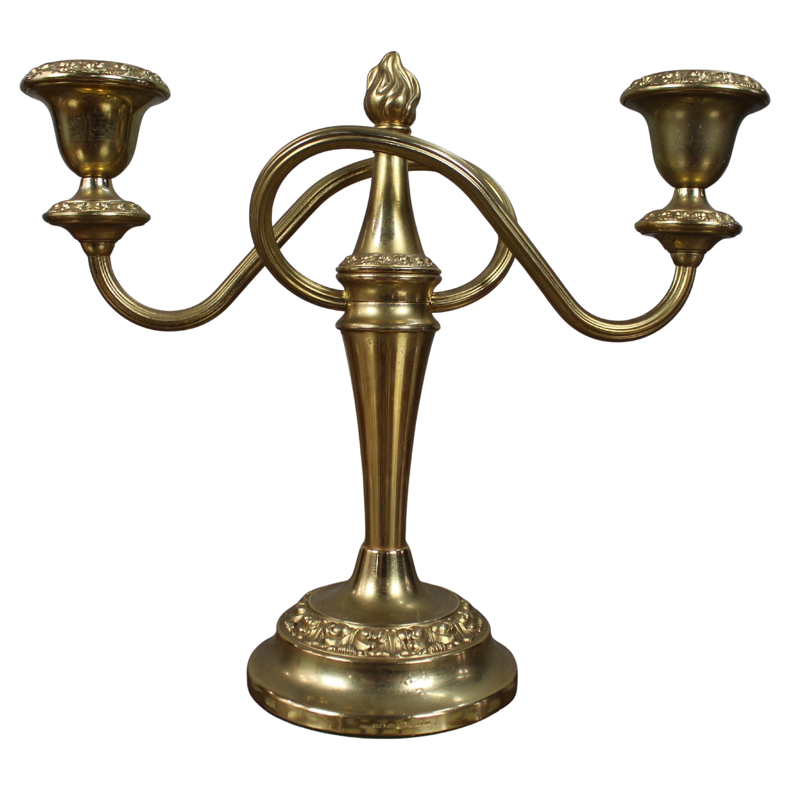 Candelabro a due rami placcato oro vintage
