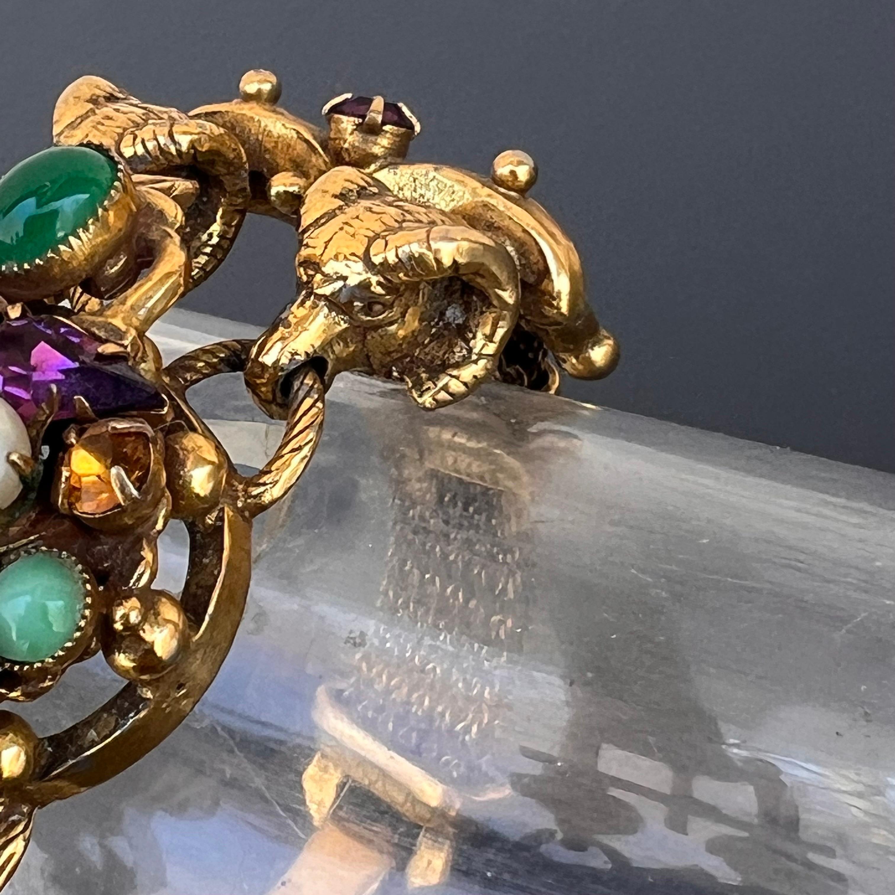 Vintage By  Statement-Armband Rams Head und Glas Cabs im Angebot 11