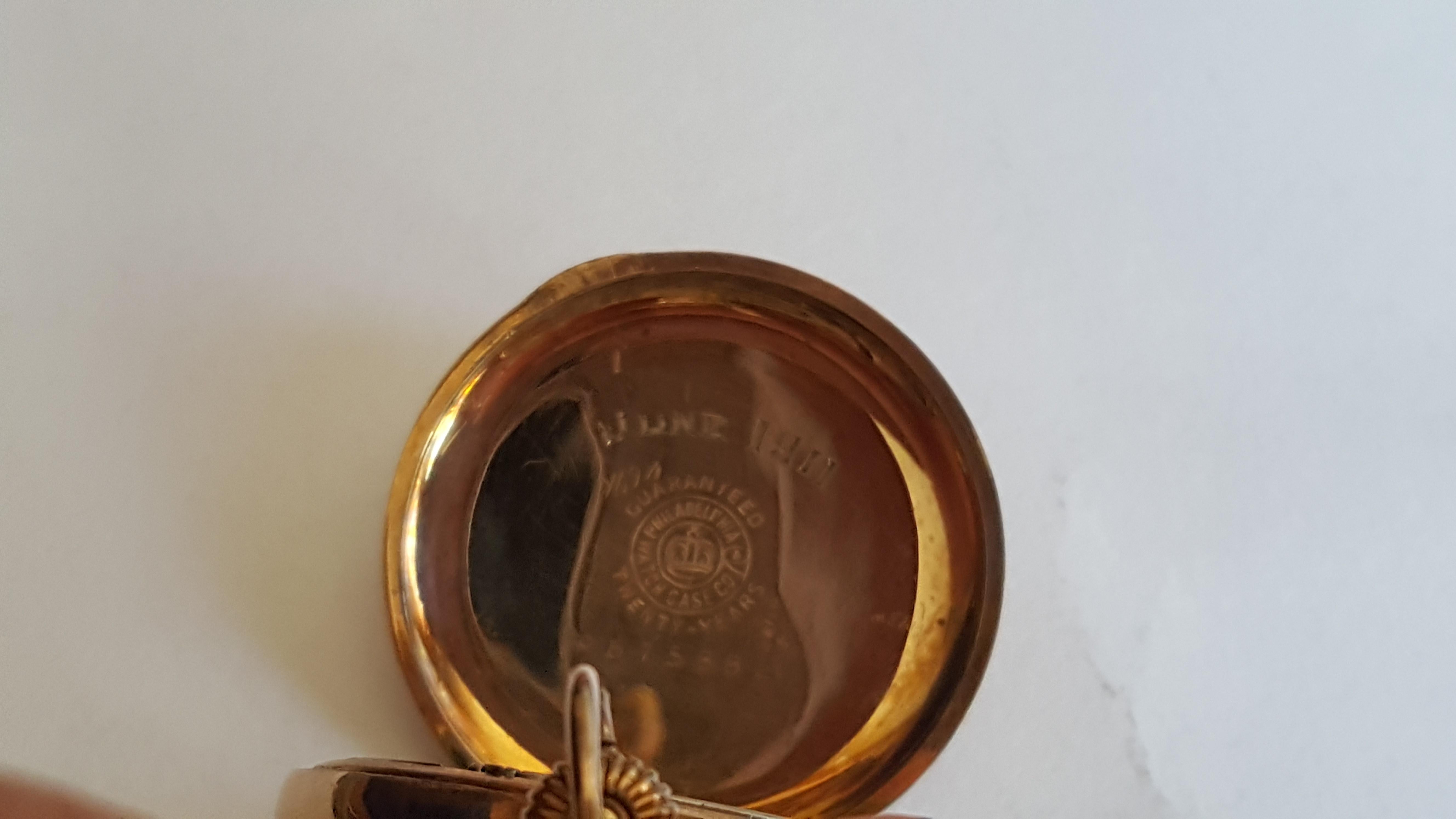 Vintage 14kt Yellow Gold-Plated Waltham Pocket Watch, 1920's, Working, 17 Jewel In Good Condition In Rancho Santa Fe, CA
