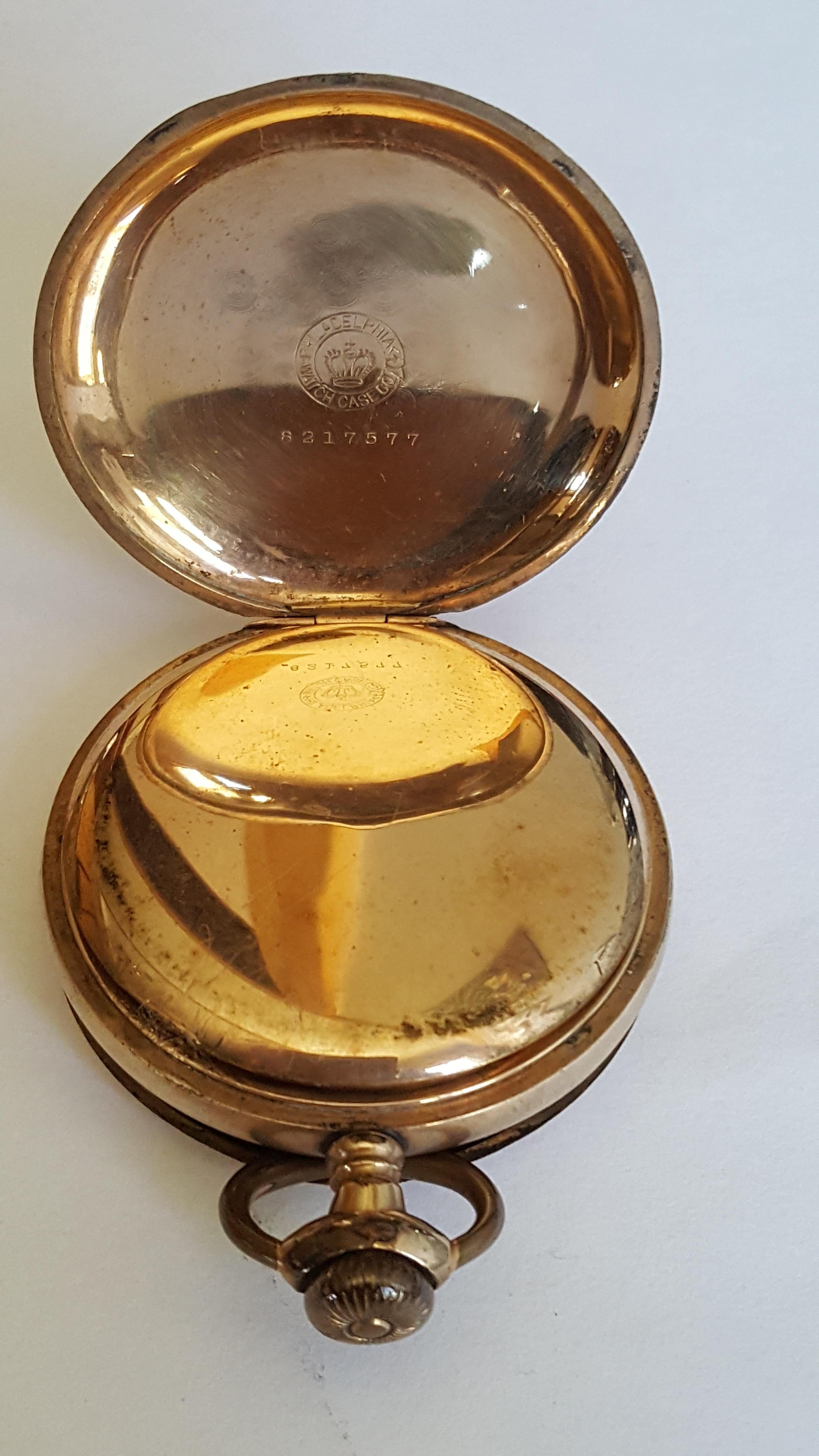 Women's or Men's Vintage Gold-Plated Waltham Pocket Watch, Working, Year 1907, 7Jewel, Model 1899