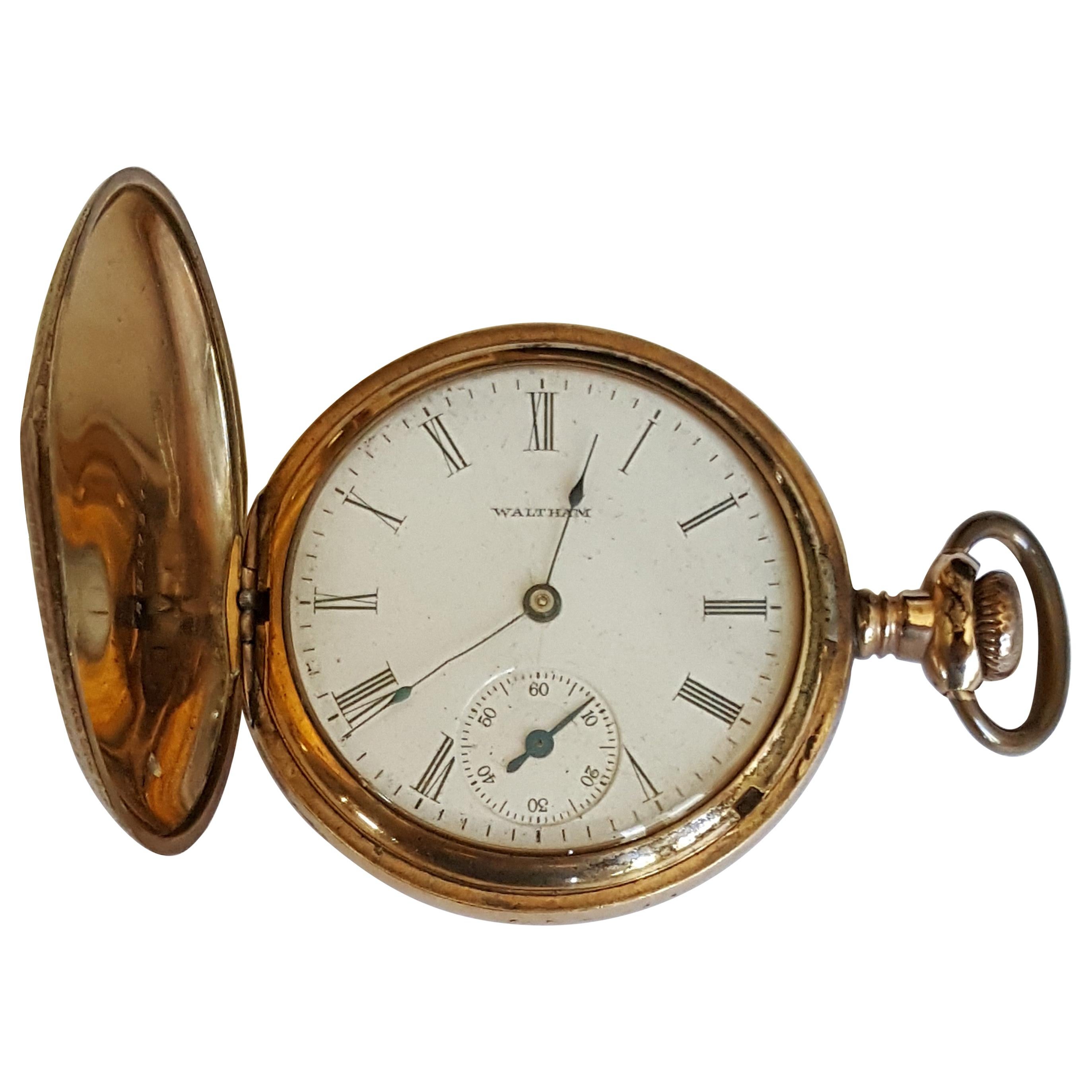 Vintage Gold-Plated Waltham Pocket Watch, Working, Year 1907, 7Jewel, Model 1899