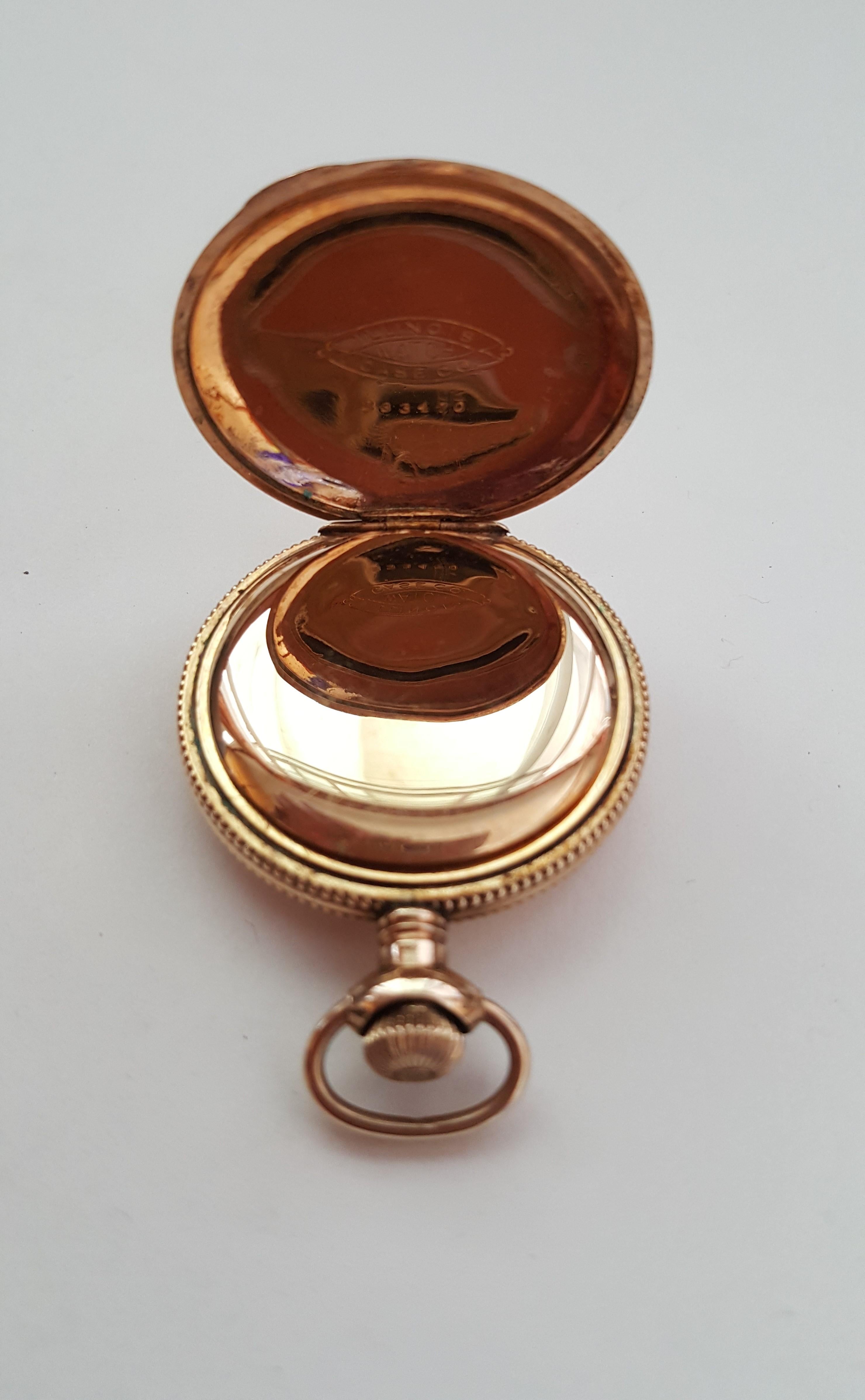 Vintage Gold Plated Waltham Pocket Watch, Year 1899, Model 1891, 7 Jewel, Size Os, Very Good Condition, Nice Floral Bird Design, 36mm Case, Nice white face with black Roman Numerals and red numerals, second hand dial, not working. Illinois Watch