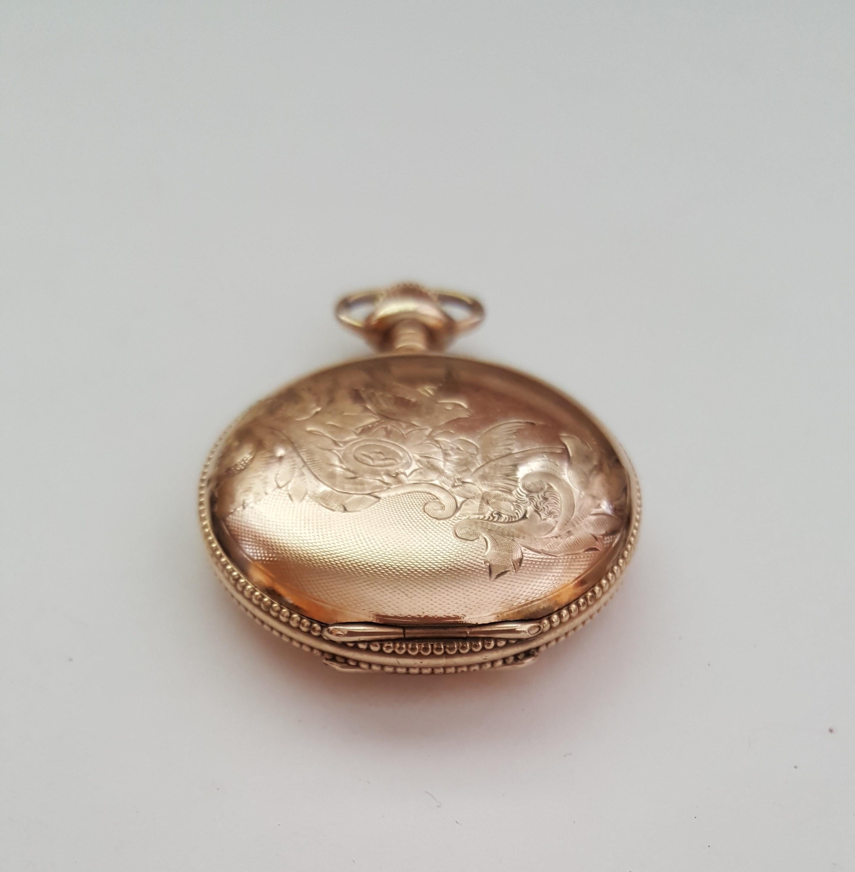 Vintage Gold-Plated Waltham Pocket Watch, Year 1899, Model 1891, 7 Jewel, Size O In Good Condition In Rancho Santa Fe, CA