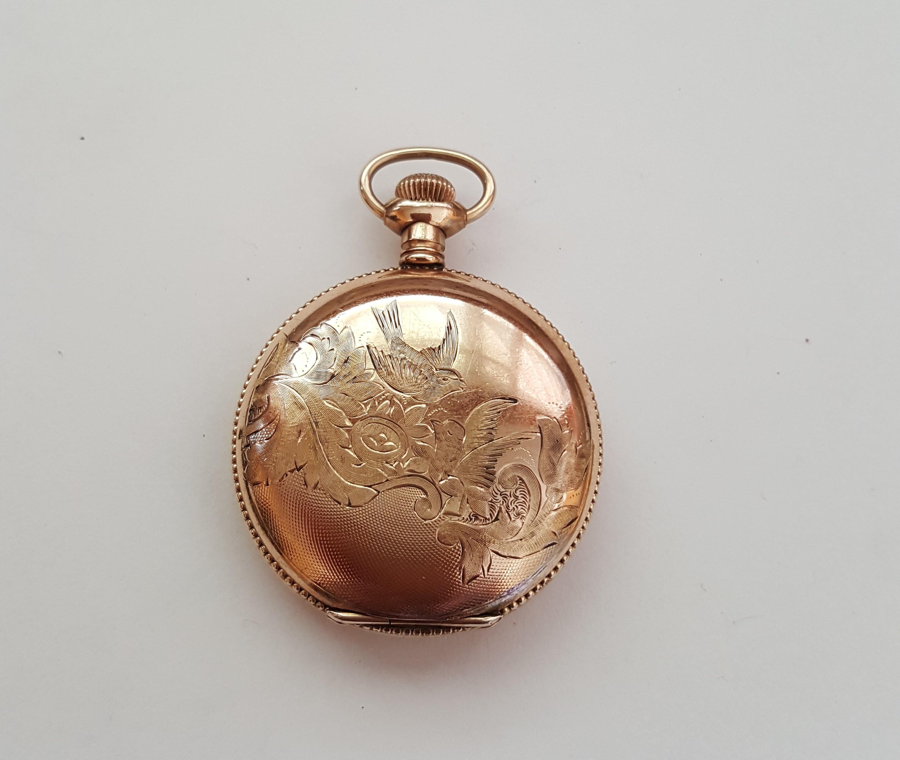 Women's or Men's Vintage Gold-Plated Waltham Pocket Watch, Year 1899, Model 1891, 7 Jewel, Size O
