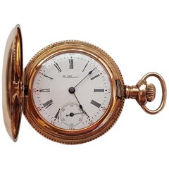 Vieille montre de poche Waltham plaquée or:: année 1899:: modèle 1891:: 7 rubis:: taille O