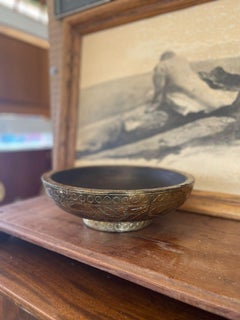 Vintage Gold Plated Wooden Decor Platter Swirl Motif
