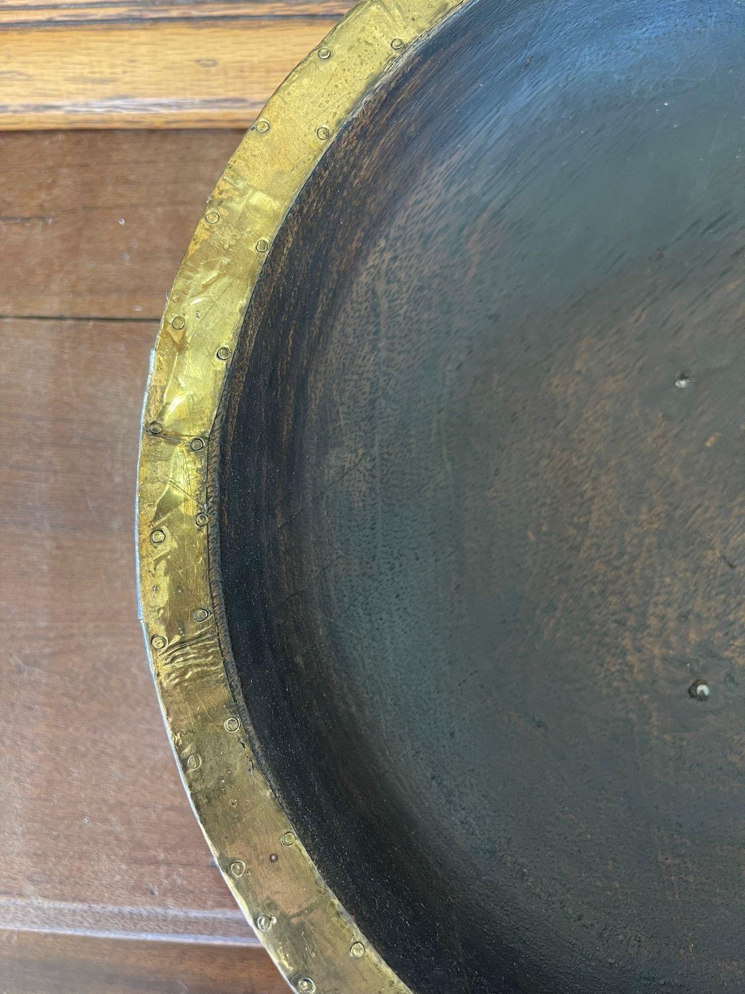 Vintage Gold Plated Wooden Decor Platter Swirl Motif For Sale 4