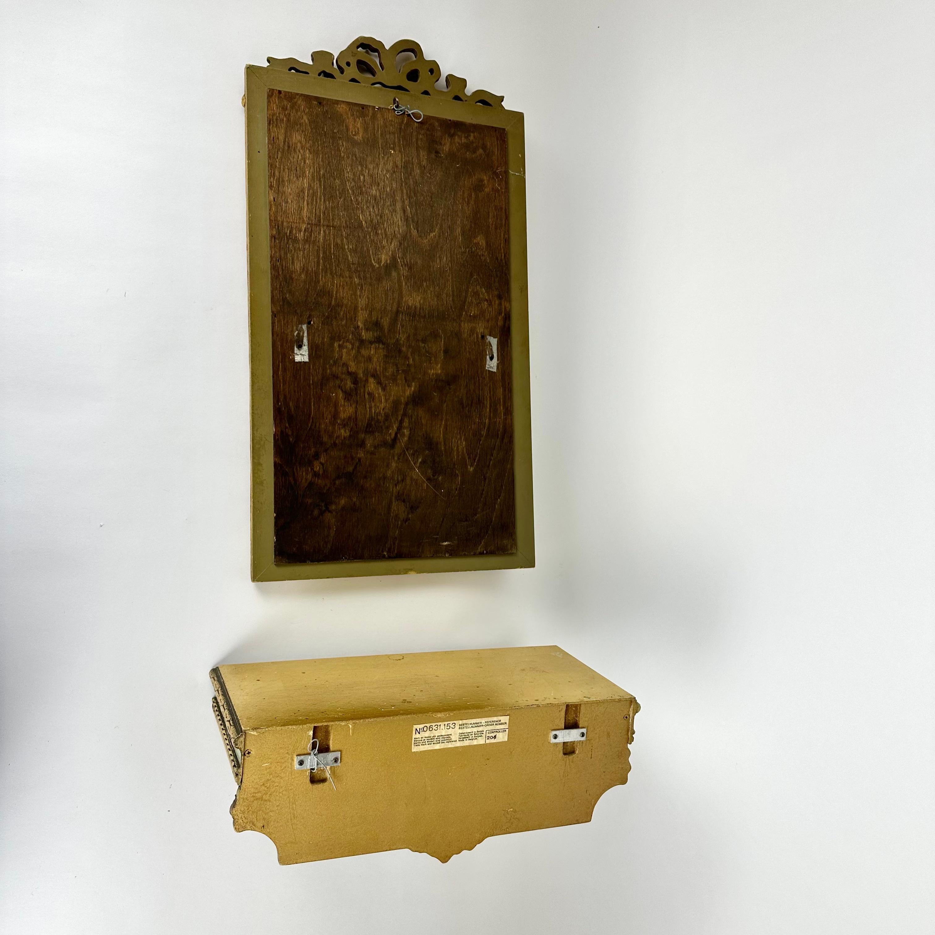 Vergoldeter Holzspiegel im Vintage-Stil mit Wandkonsole, Belgien, 1960er Jahre im Angebot 3