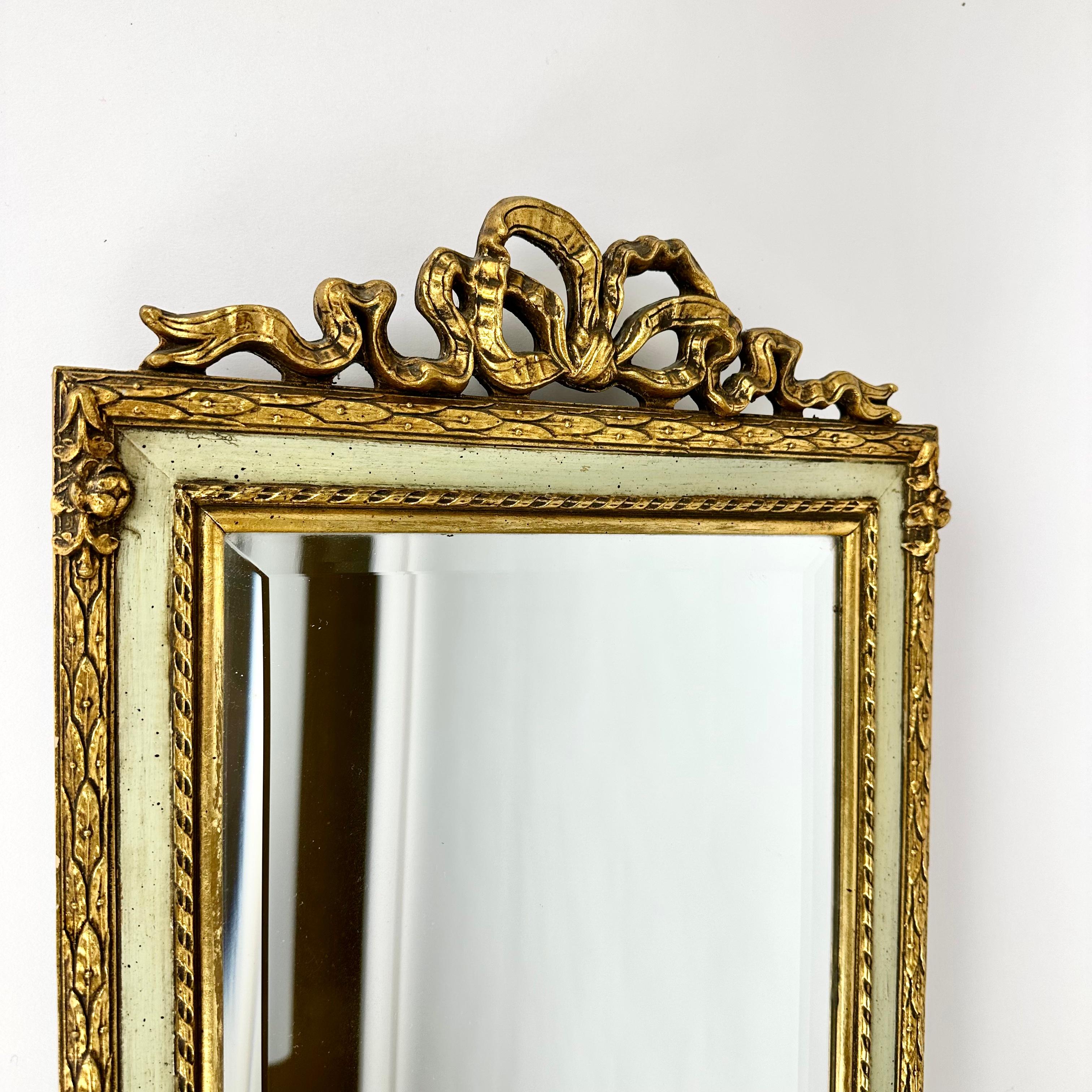 Glass Vintage Gold Plated Wooden Mirror with Wall Console Belgium, 1960s For Sale