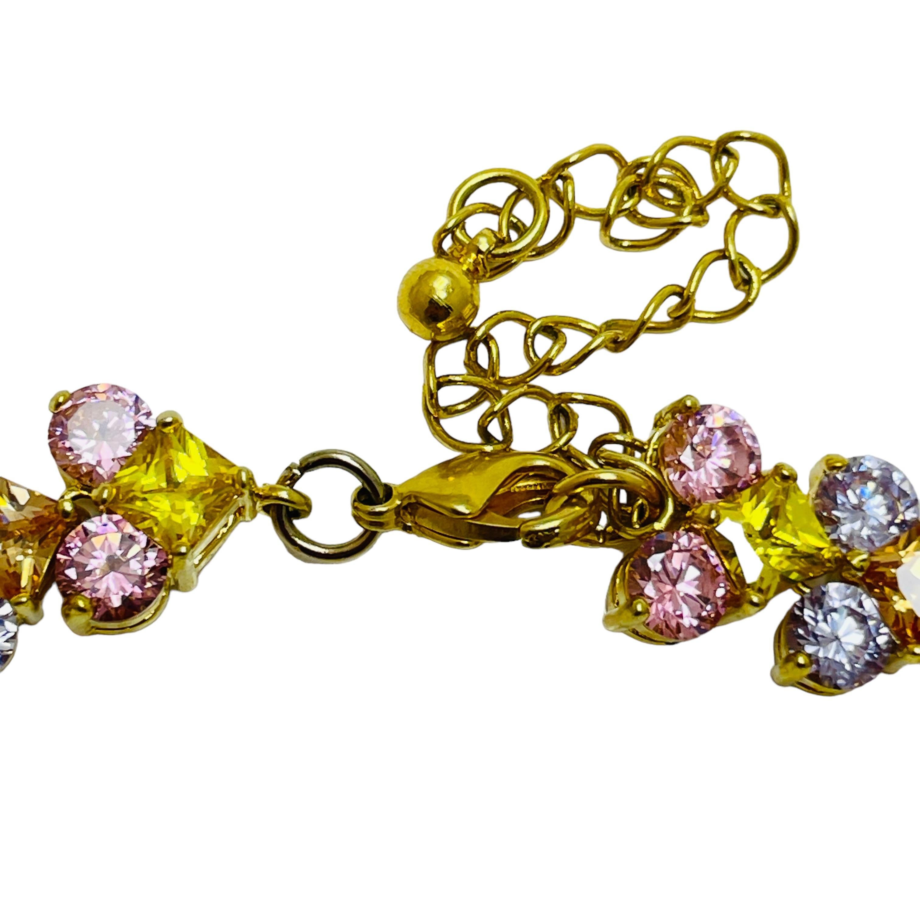 Vintage gold plated zirconia designer necklace In Good Condition For Sale In Palos Hills, IL