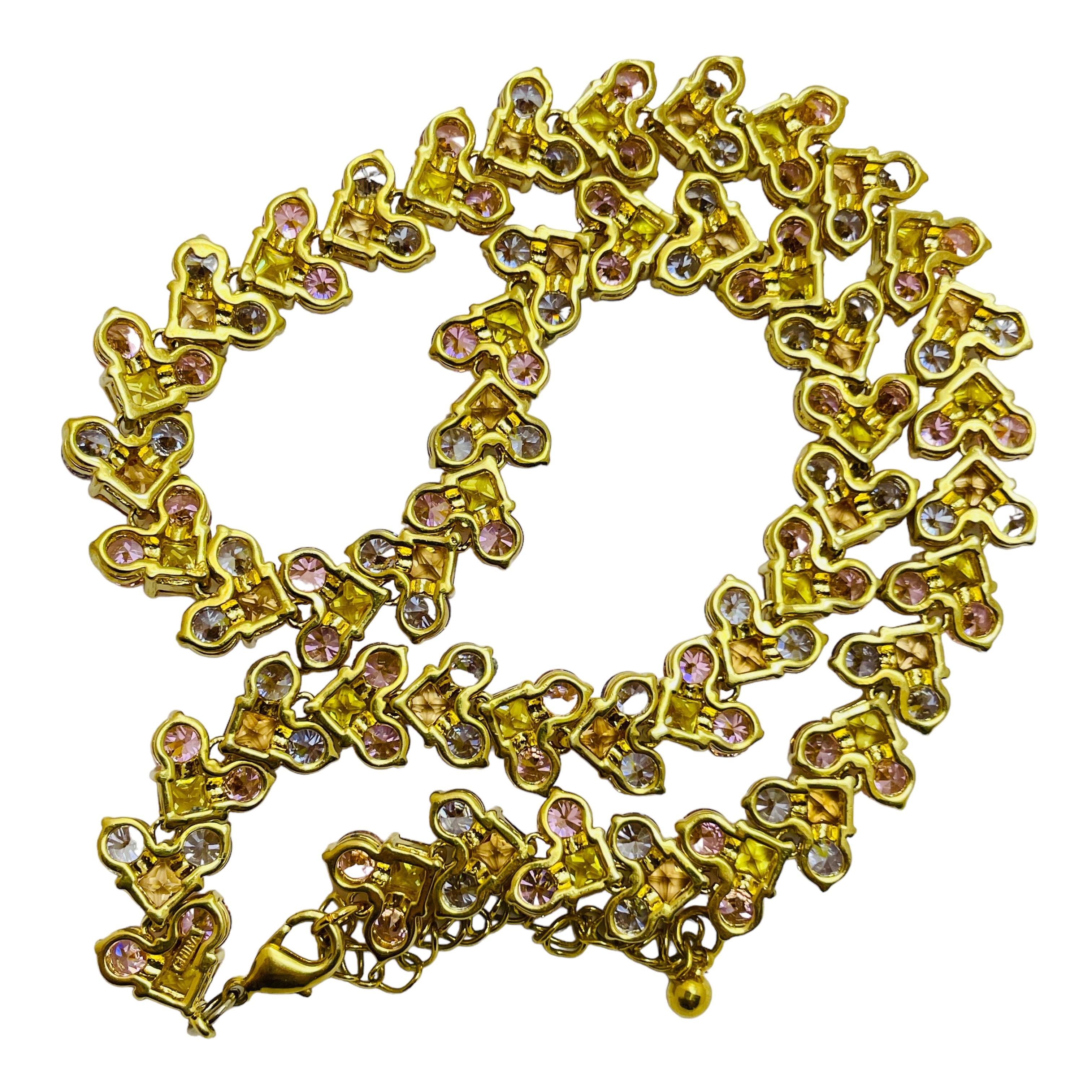 Women's Vintage gold plated zirconia designer necklace For Sale