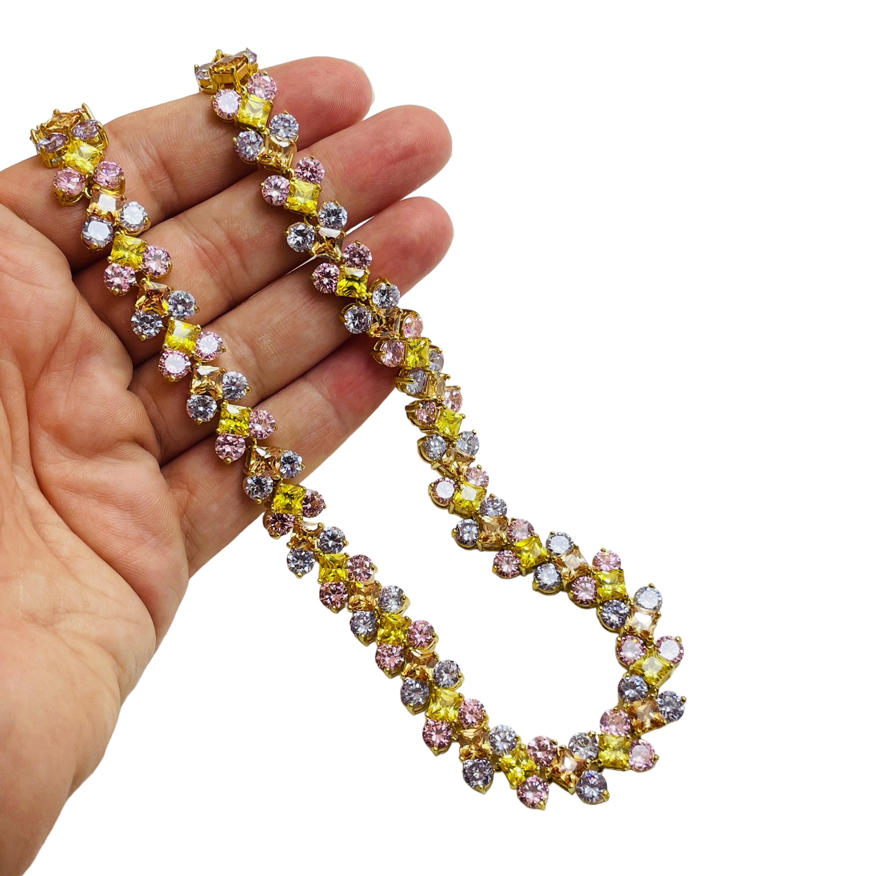 Vintage gold plated zirconia designer necklace For Sale 1