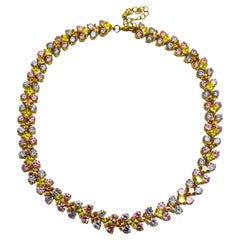 Vintage gold plated zirconia designer necklace