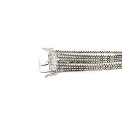 Pulsera vintage de oro y platino con esmeralda y diamantes de 11,62 ctw y cadena de caja de 8 vueltas