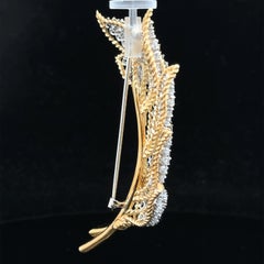 Vintage Gold & Platinum 6.5ctw Diamond Covered Leaf Floral Twisted Wire Brooch