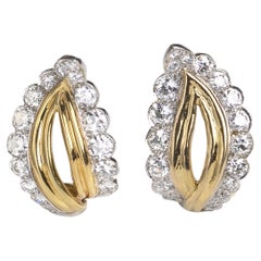 Vintage Gold, Platinum and Diamond Earrings, 3.50 Carats