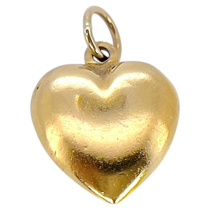 Vintage-Anhänger aus 9-karätigem Gelbgold in Form eines prallen Herzens, CIRCA 1970er Jahre