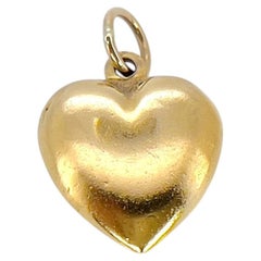 Vintage Gold Puffy Heart Charm, 9K