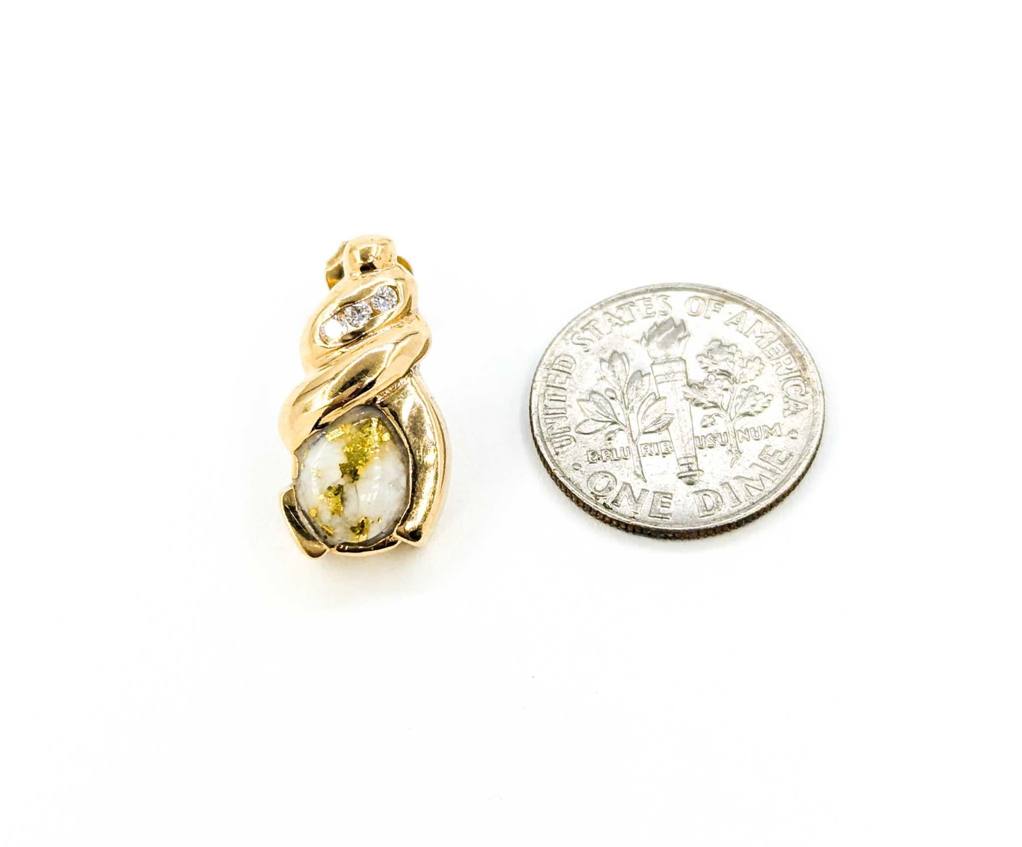 Round Cut Vintage Gold Quartz & Diamond Stud Earrings in Yellow Gold