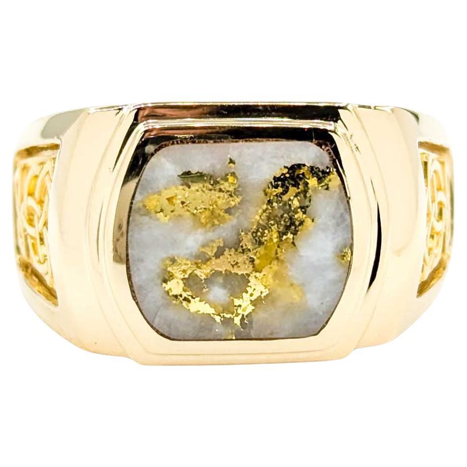Vintage Gold Quartz Ring in Yellow Gold

Introducing this striking vintage Gold Bearing Quartz ring crafted in 14k yellow gold. The ring features an impressive 11x10mm gold quartz, showcasing its unique and natural beauty. Gold quartz is a rare and