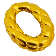 Vintage gold quilted massive designer runway brooch